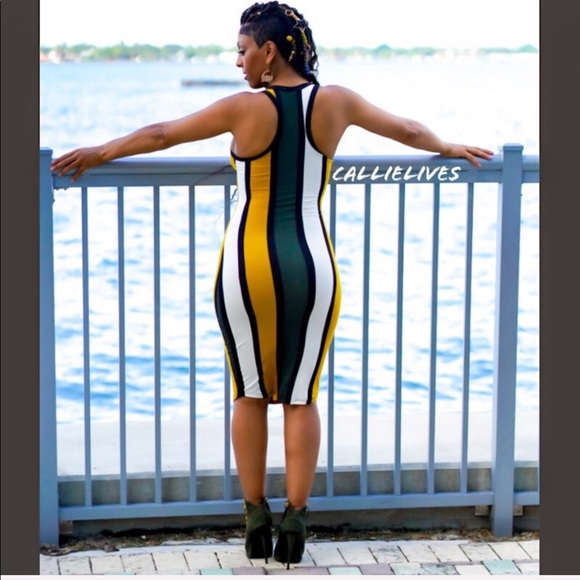Callie Striped Olives: Mustard Racerback Dress - Picture 7 of 8